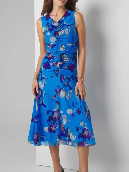 White House Black Market Dresses & Skirts - WHBM White House Black Market Sleeveless Floral Shirred Mesh Midi Dress 6 NWT